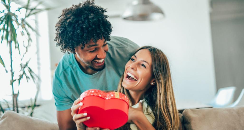 A couple celebrating Valentine's Day.