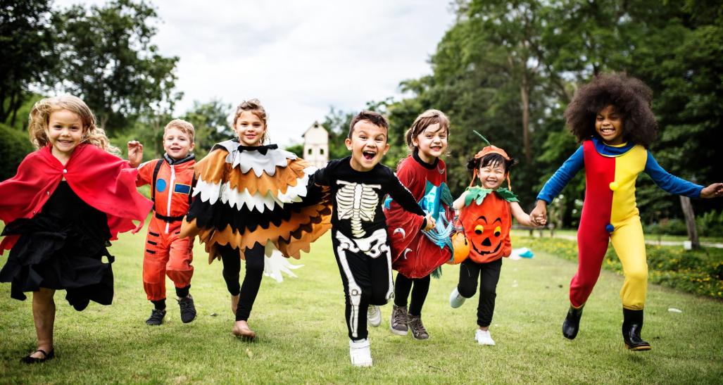 Kids celebrating Halloween.