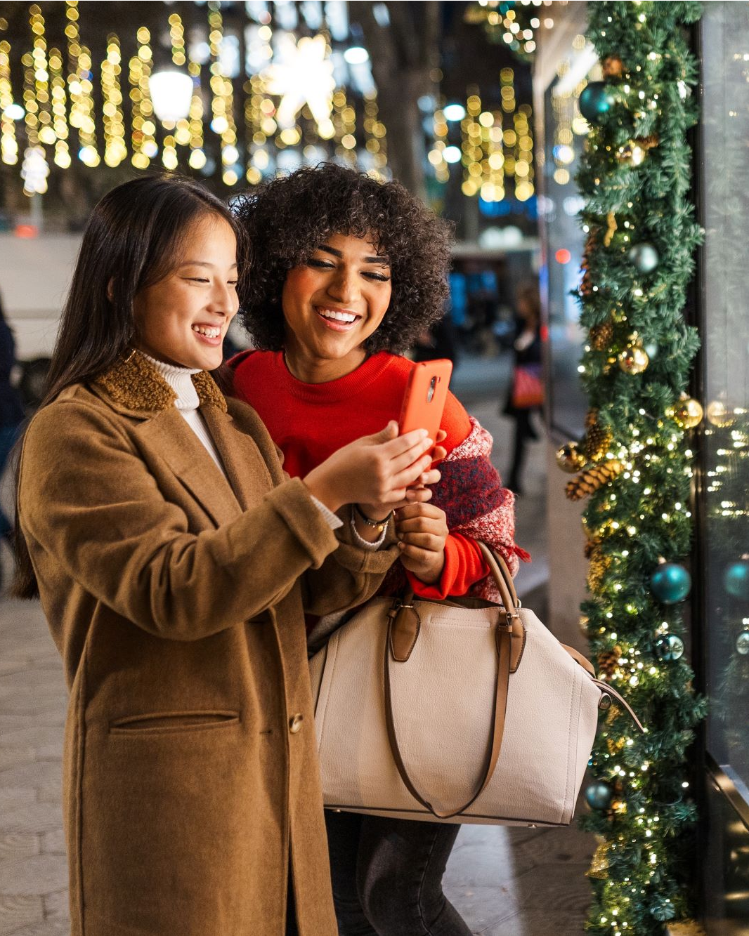 Women shopping for the holidays.