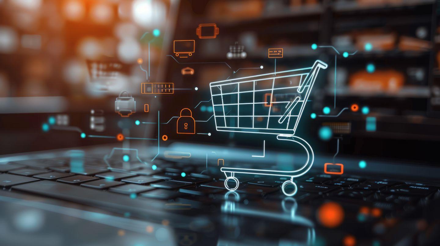 Digital art depicting a shopping cart and locks.