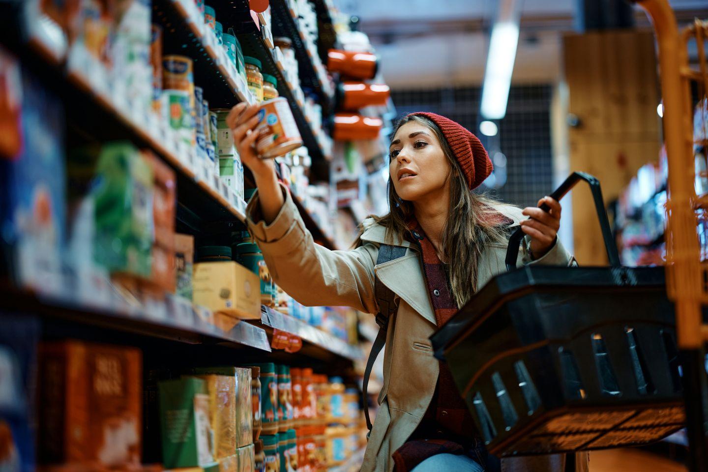 A woman shopping for groceries.