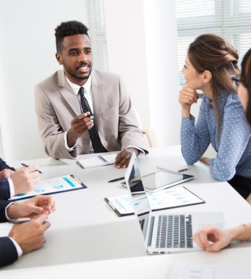 Professionals in a meeting.