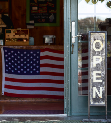 Small business with an open sign.