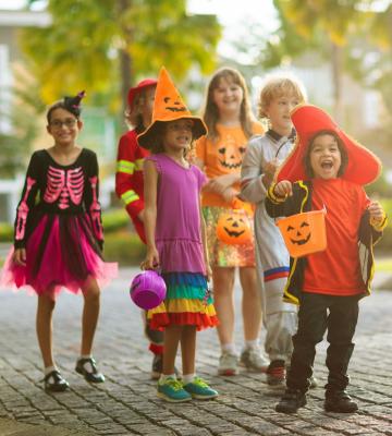 Children trick-or-treating on Halloween.