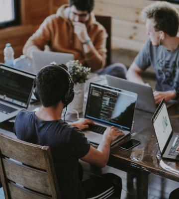 Team meeting at work in startup