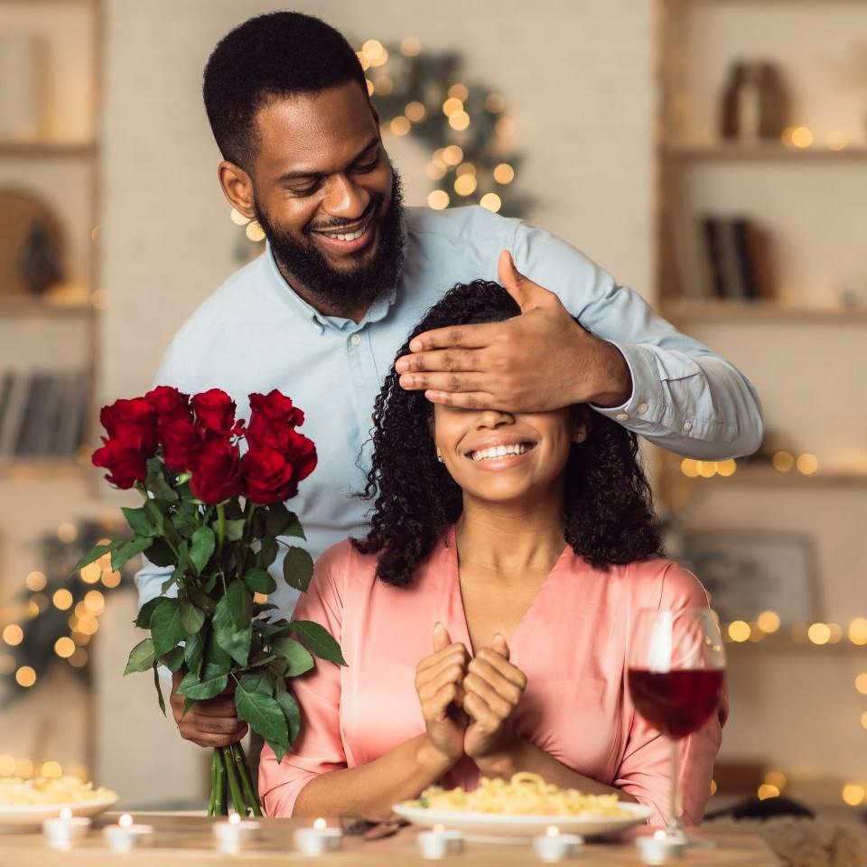 A couple celebrating Valentines Day.