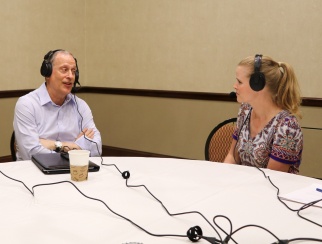 Gary Kusin (left) chats with host Sarah Rand (right)