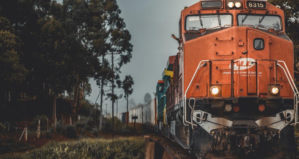 image shows a train on the tracks bringing deliveries