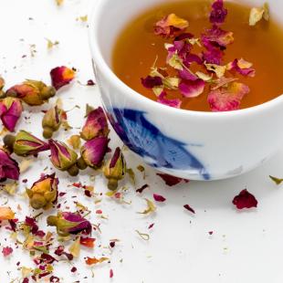 Cup of tea with flowers infused